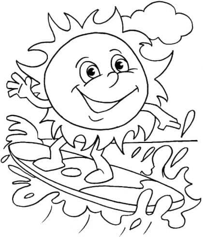 Coloriage Soleil de Surf