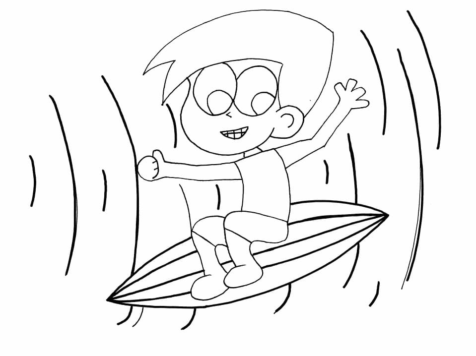 Un Garçon Surfe coloring page