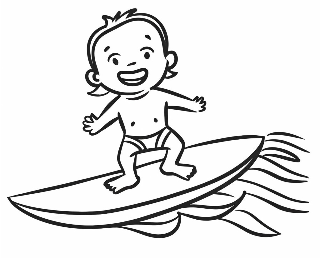 Un Mignon Garçon de Surf coloring page