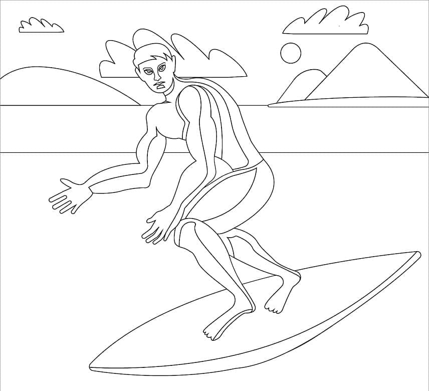 Un Surfeur coloring page