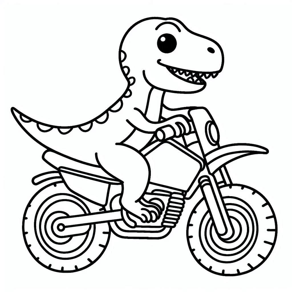 Un Vélociraptor Conduit une Moto coloring page