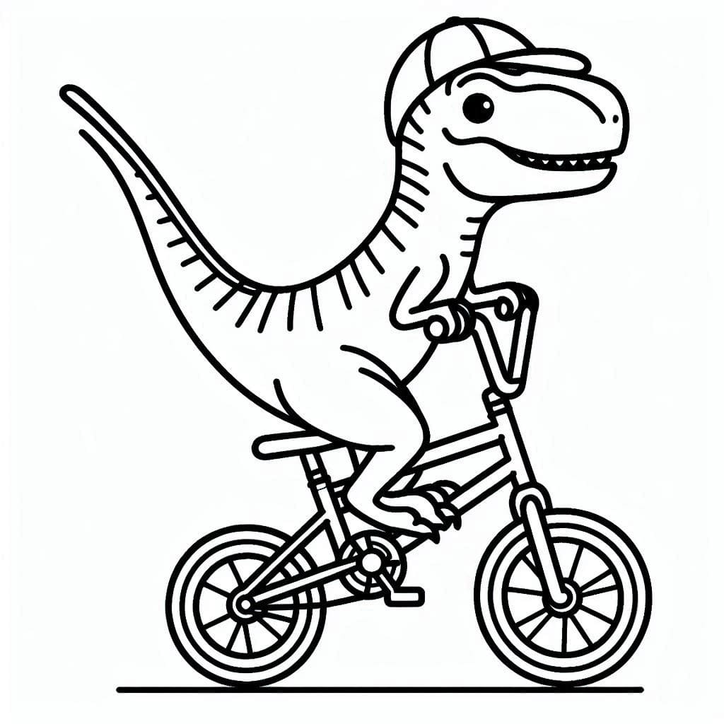 Un Vélociraptor Fait du Vélo coloring page