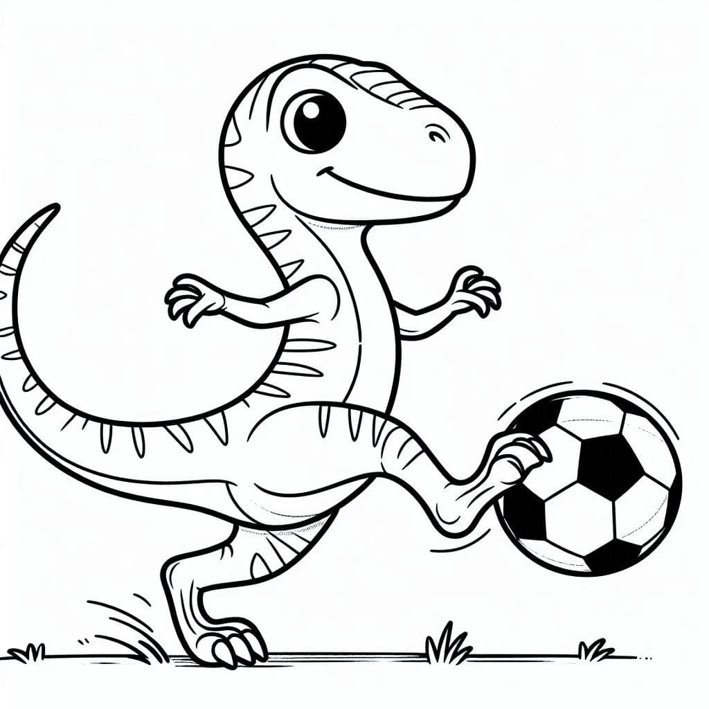 Un Vélociraptor Joue au Football coloring page