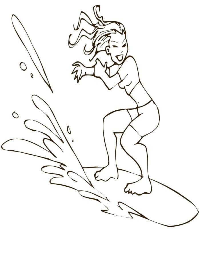 Une Surfeuse coloring page