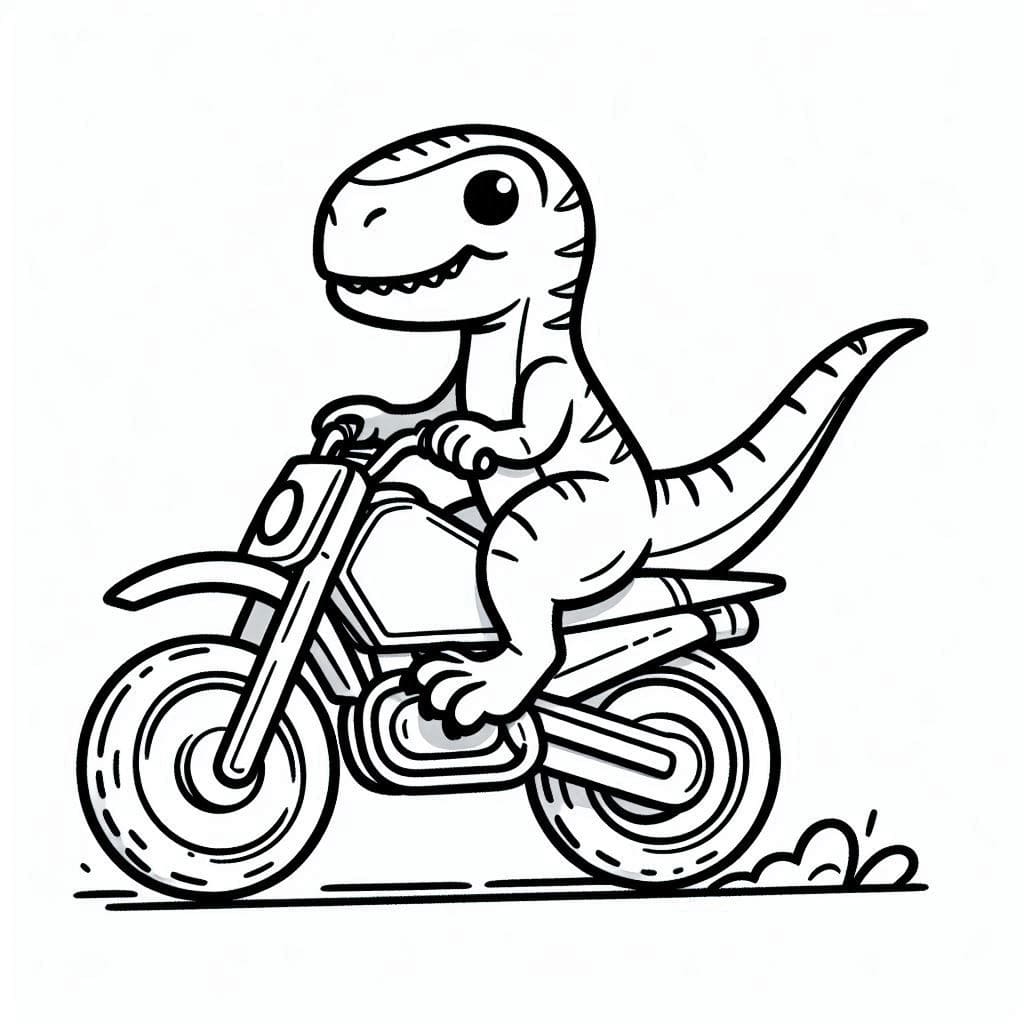 Vélociraptor Conduit une Moto coloring page