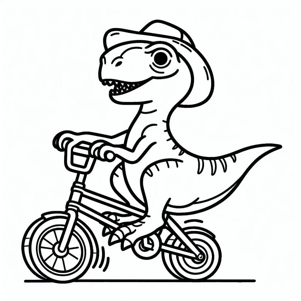 Vélociraptor Fait du Vélo coloring page