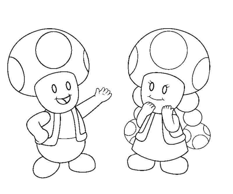 Toad et Toadette coloring page