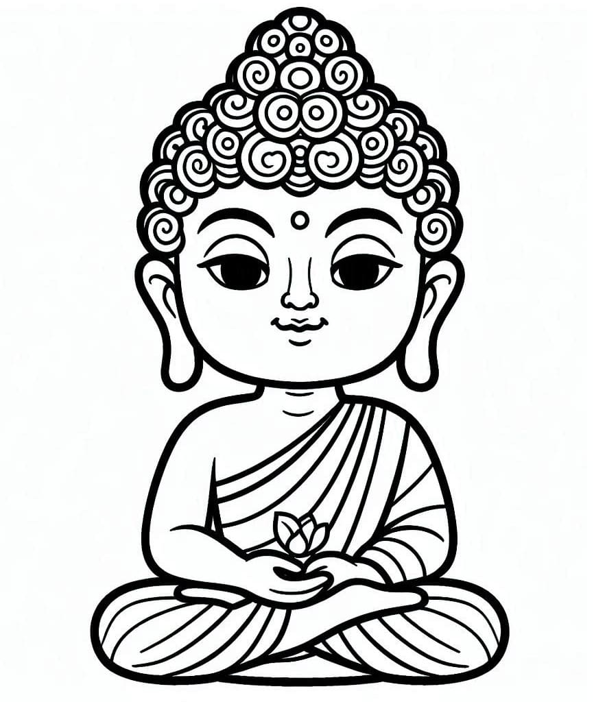 Adorable Bouddha coloring page