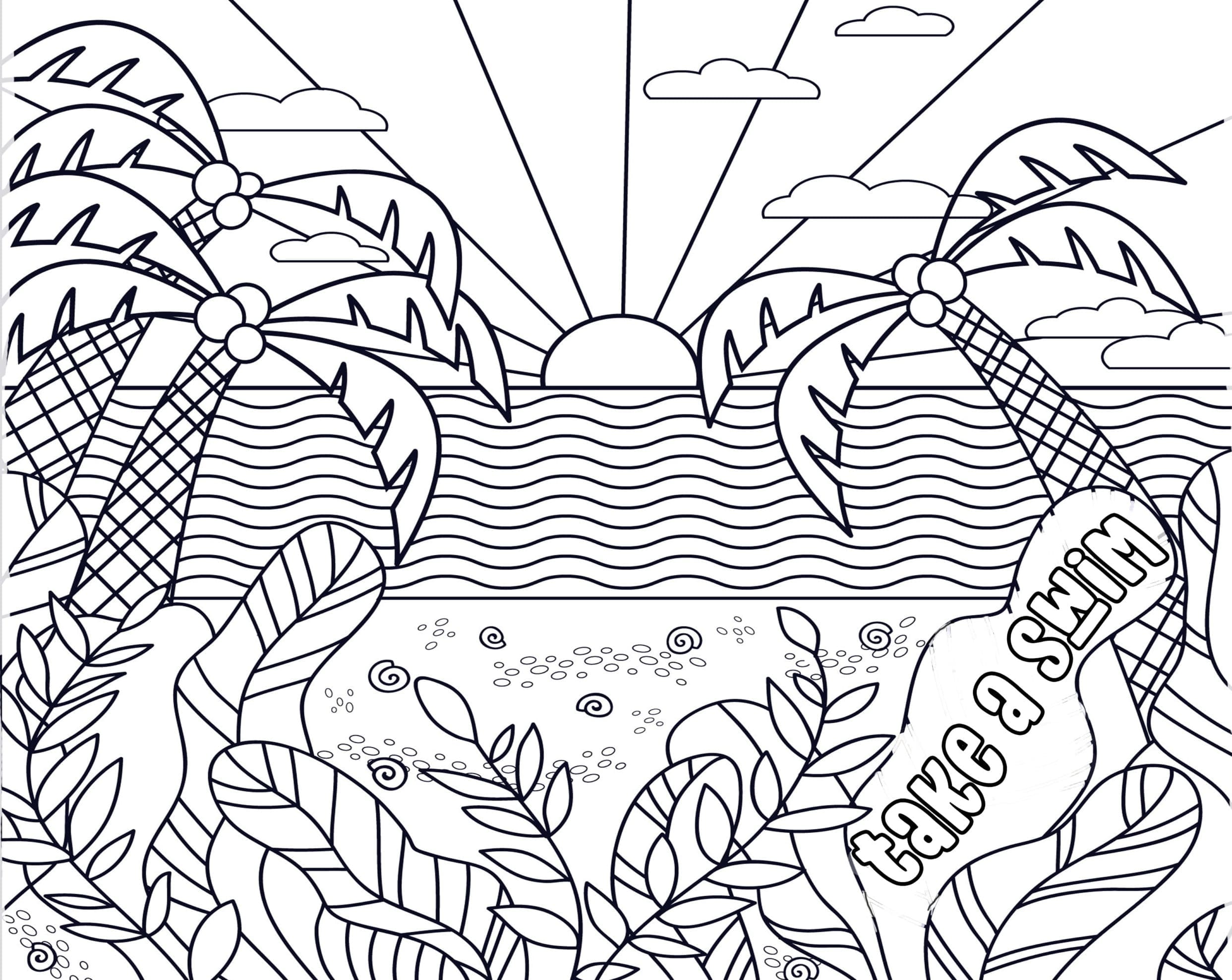 Beau coucher de soleil coloring page