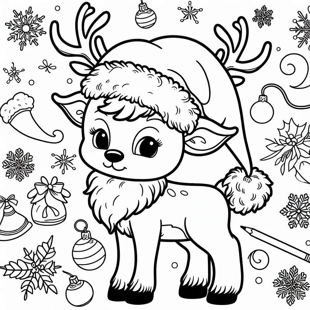 Coloriage Bébé Renne de Noël