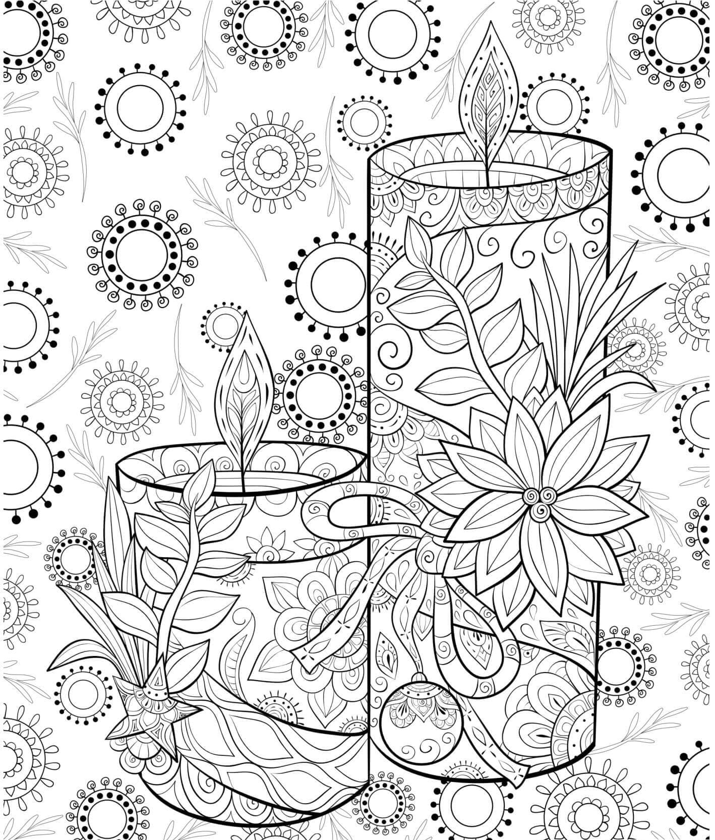 Bougies de Noël Adulte coloring page