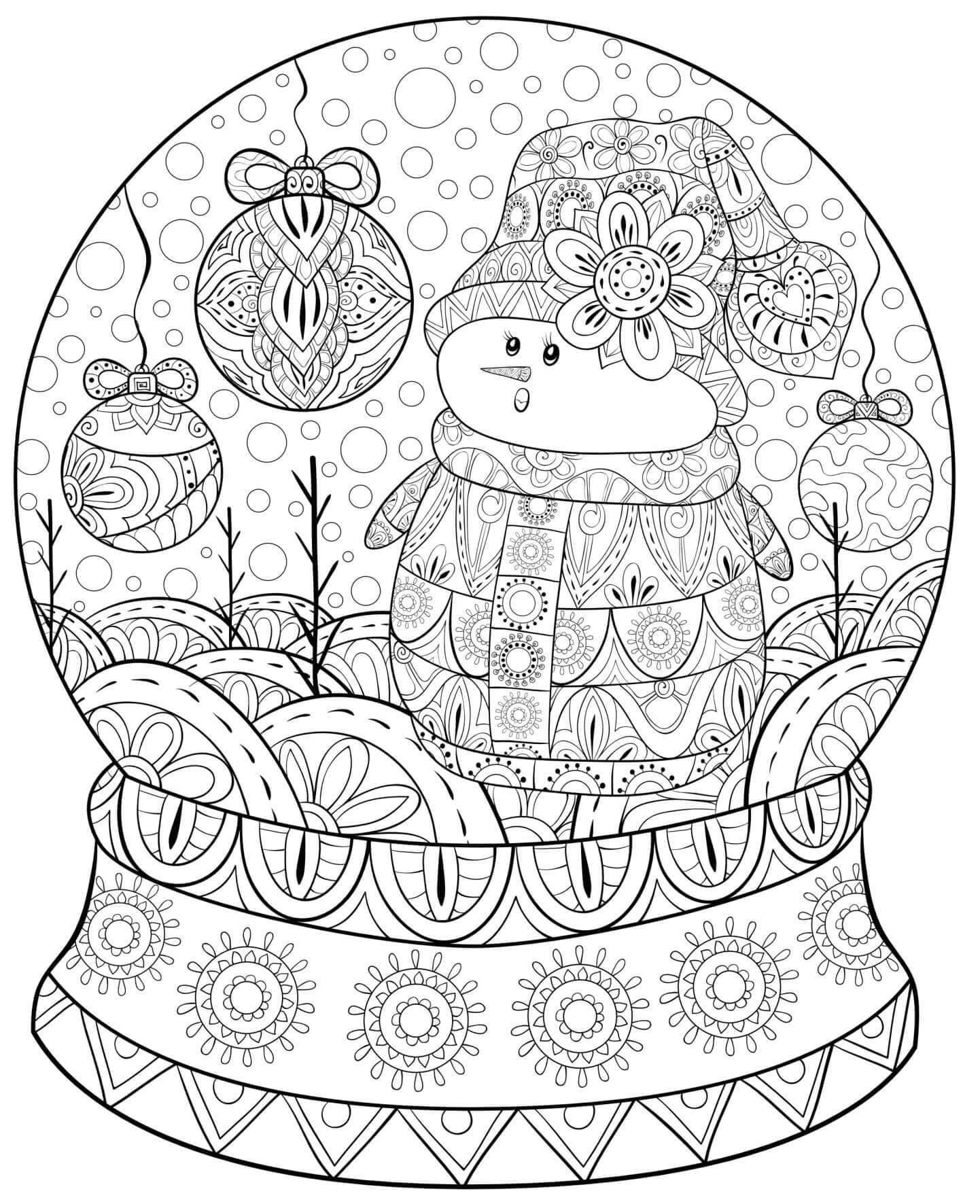 Coloriage Boule à Neige de Noël Pour Adulte