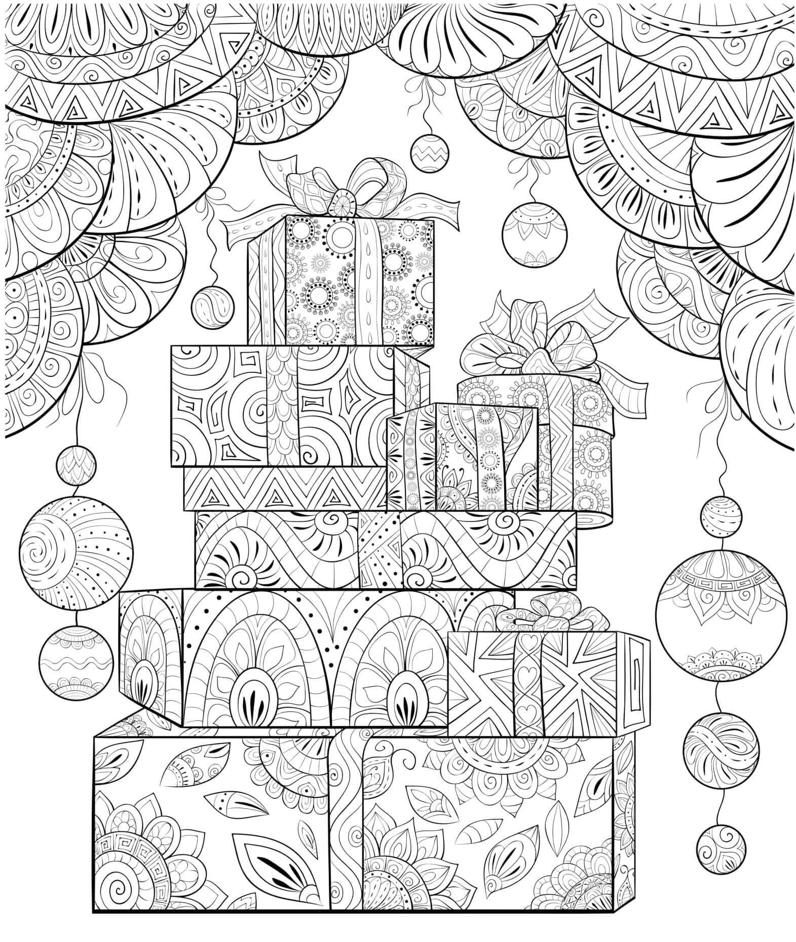 Cadeaux de Noël Adultes coloring page