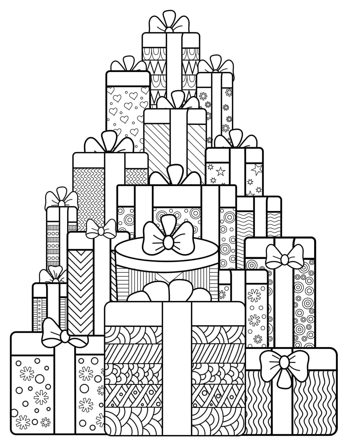 Coloriage Cadeaux de Noël pour Adultes