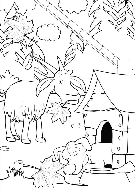 Chèvre et Chien de Masha Et Michka coloring page