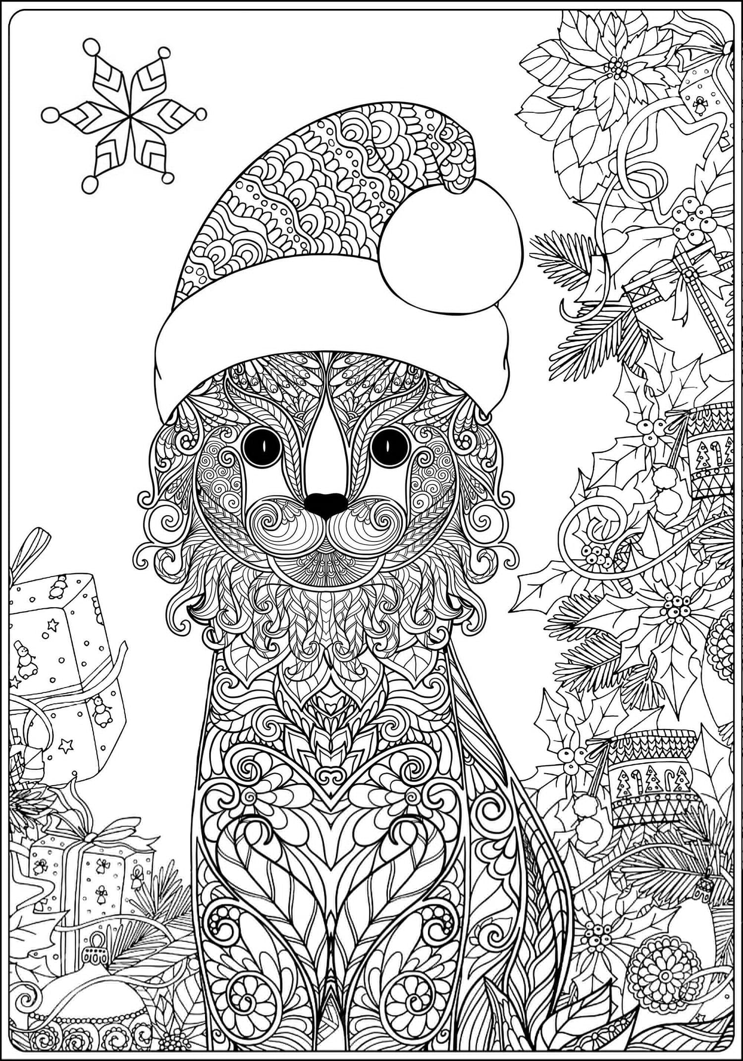 Chien de Noël Adulte coloring page