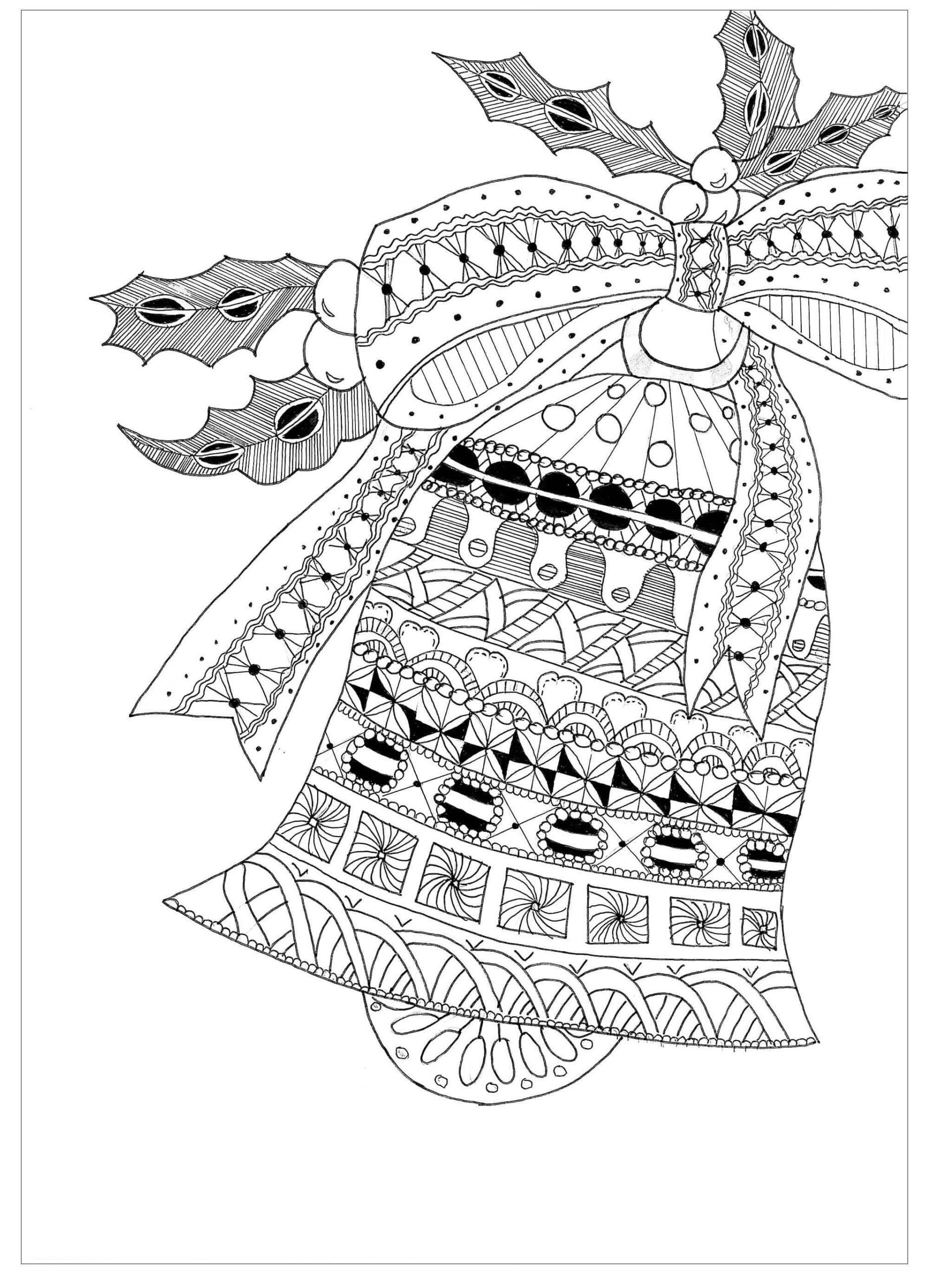 Cloche de Noël Adulte coloring page