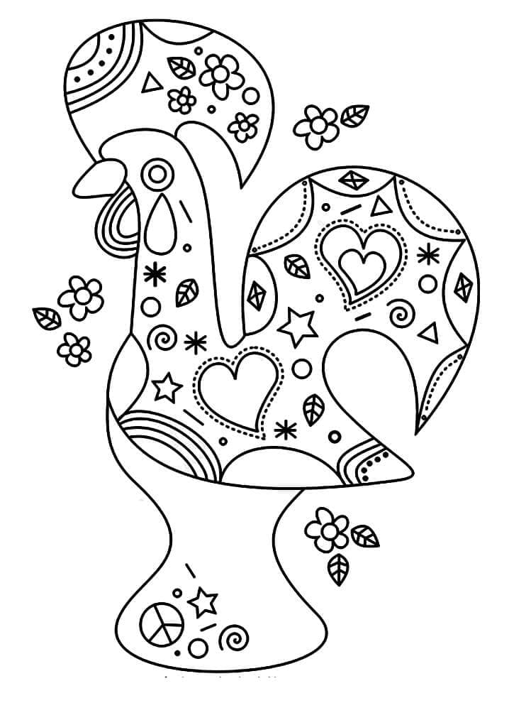 Coq de Barcelos coloring page