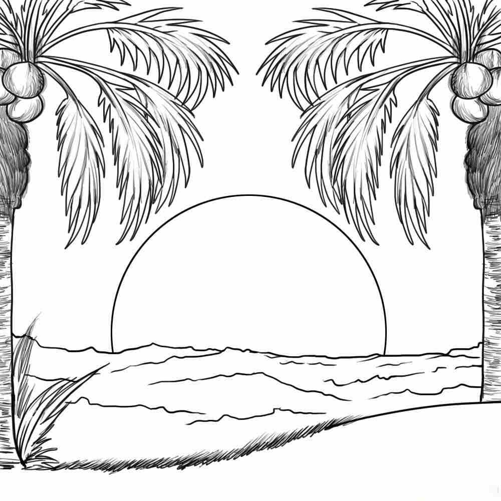 Coloriage Coucher de soleil gratuit