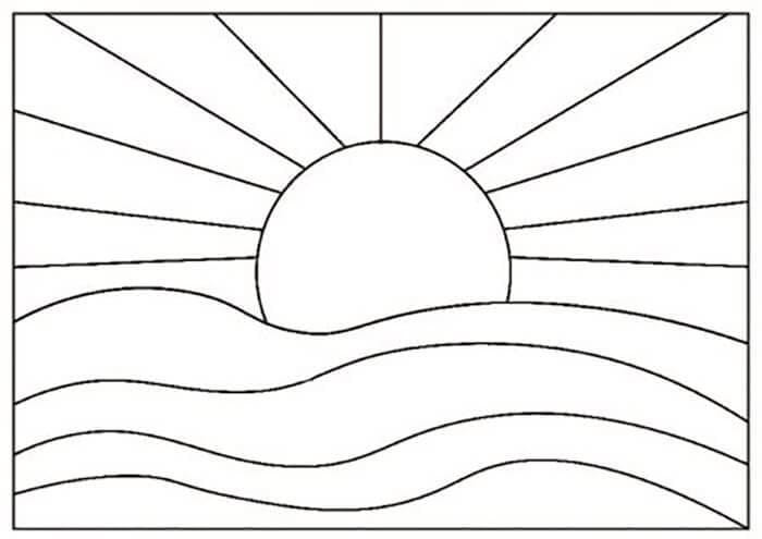 Coucher de soleil pour les enfants coloring page