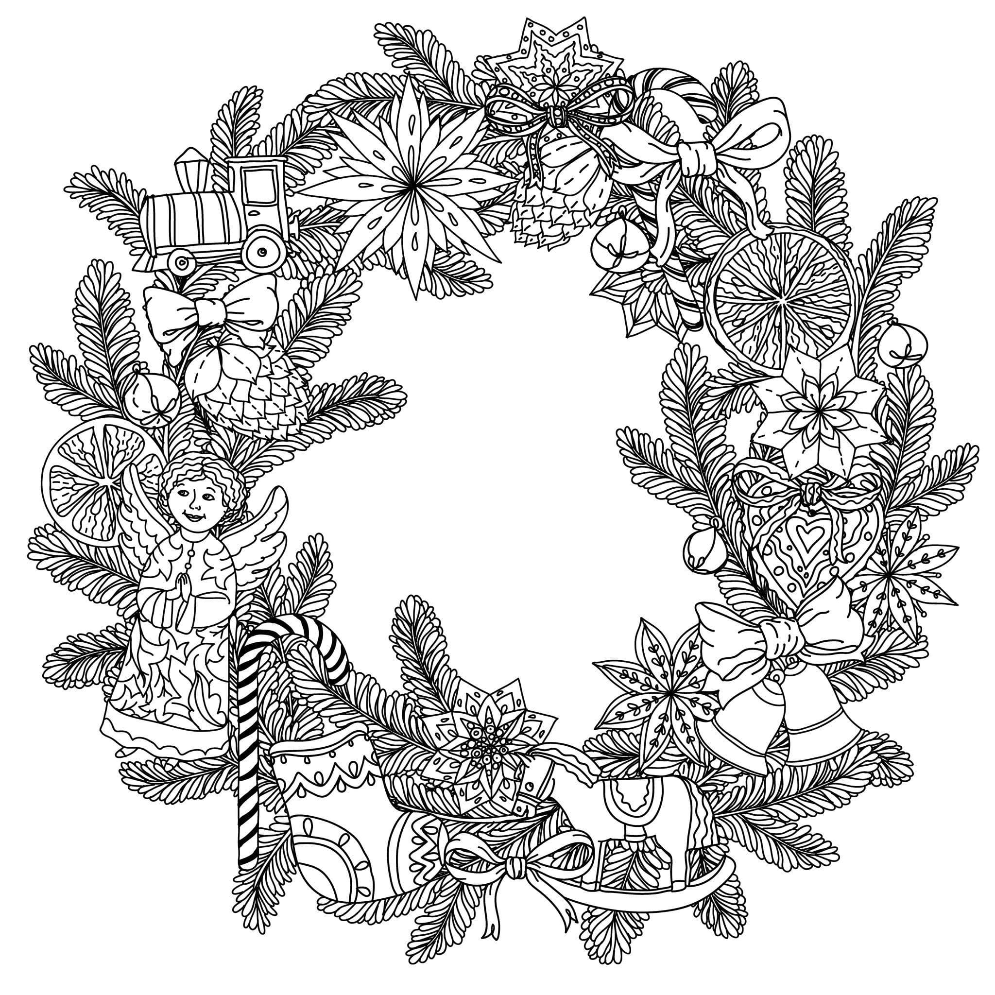 Couronne de Noël Adulte coloring page