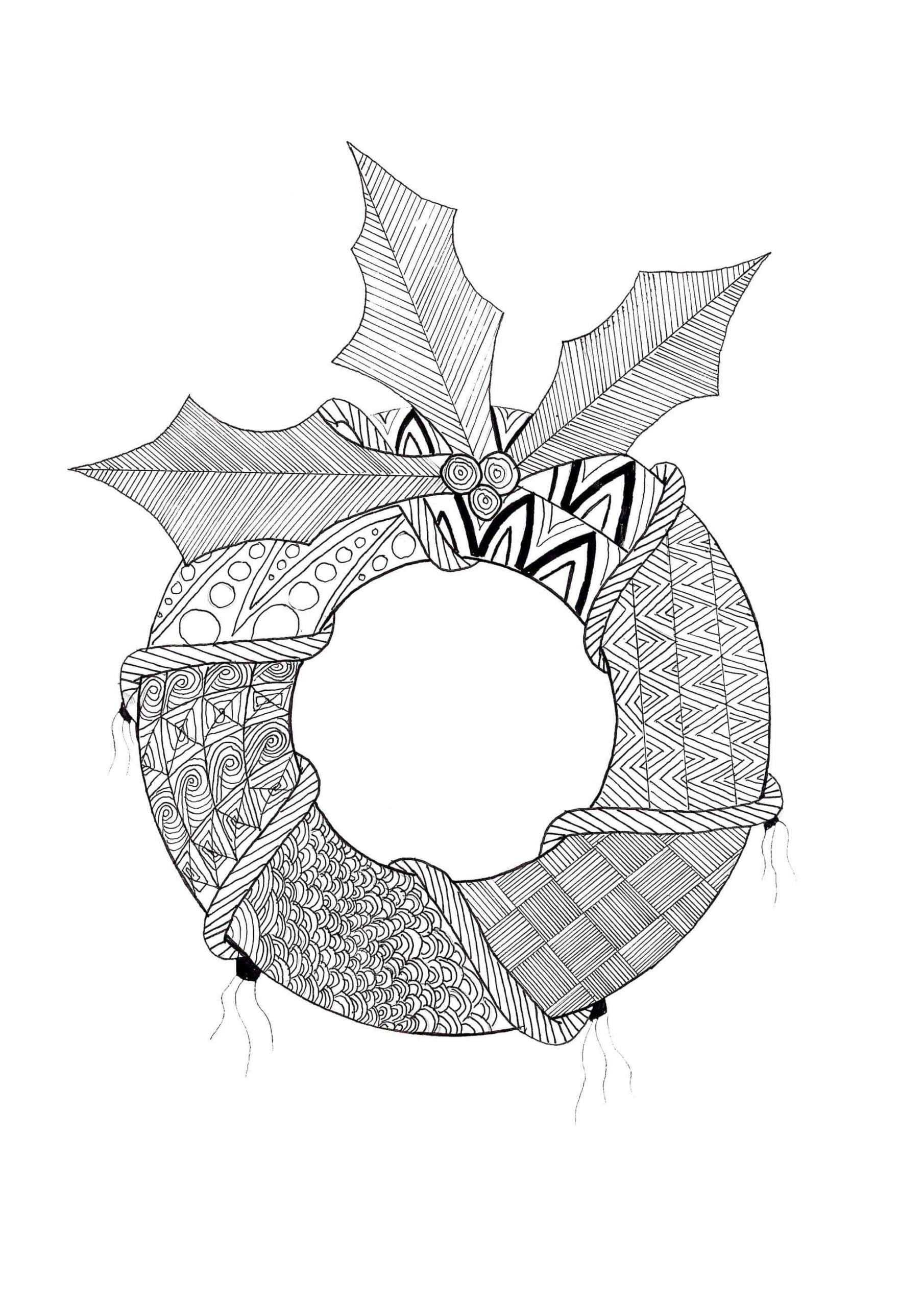 Couronne de Noël pour Adulte coloring page