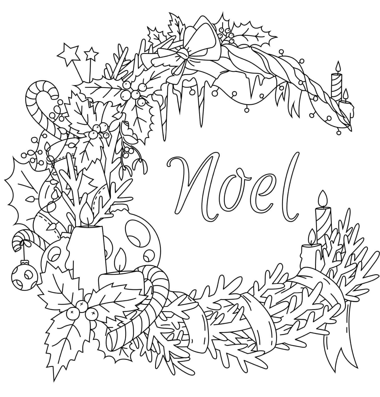 Couronne de Noël pour Adultes coloring page