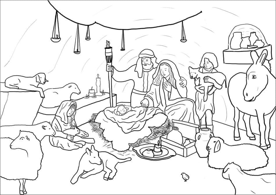 Coloriage Crèche 1