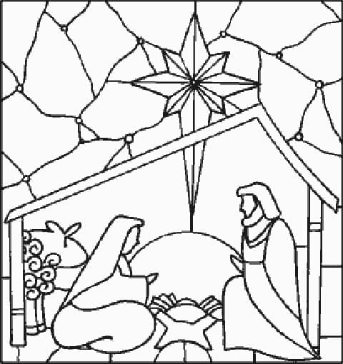 Crèche de Noël 4 coloring page