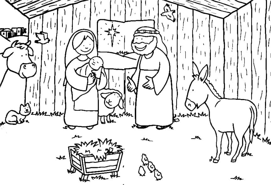 Crèche de Noël 6 coloring page