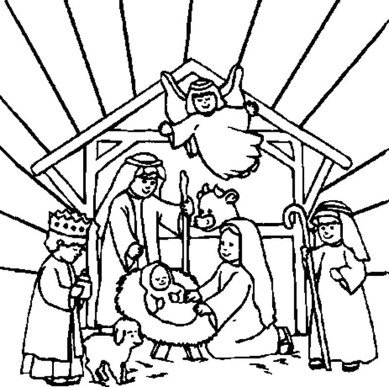 Crèche de Noël 7 coloring page