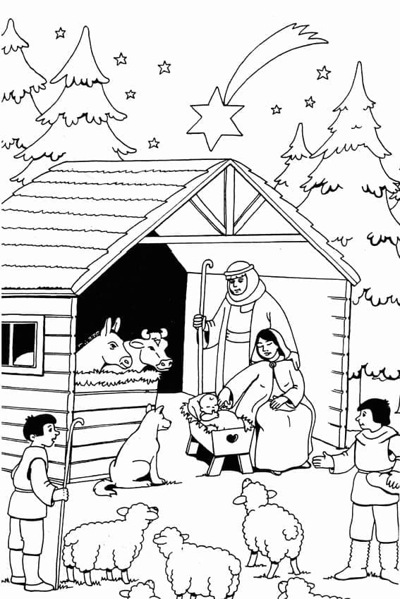 Crèche de Noël 8 coloring page