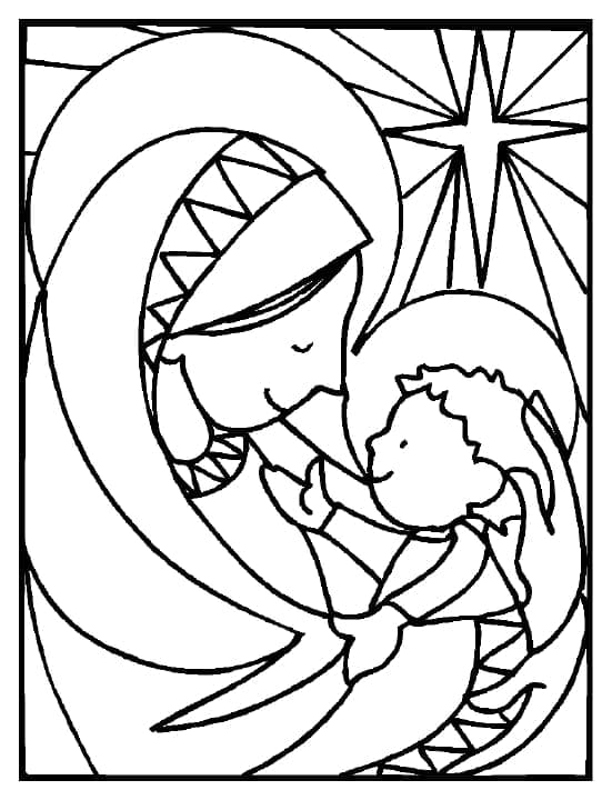 Crèche de Noël Imprimable coloring page