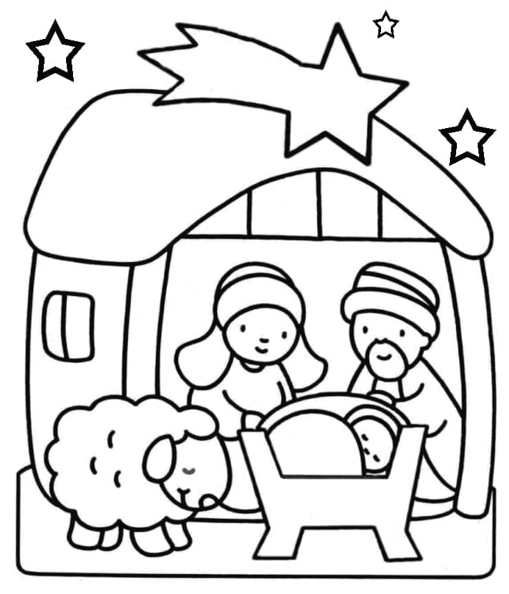 Coloriage Crèche Pour Enfants