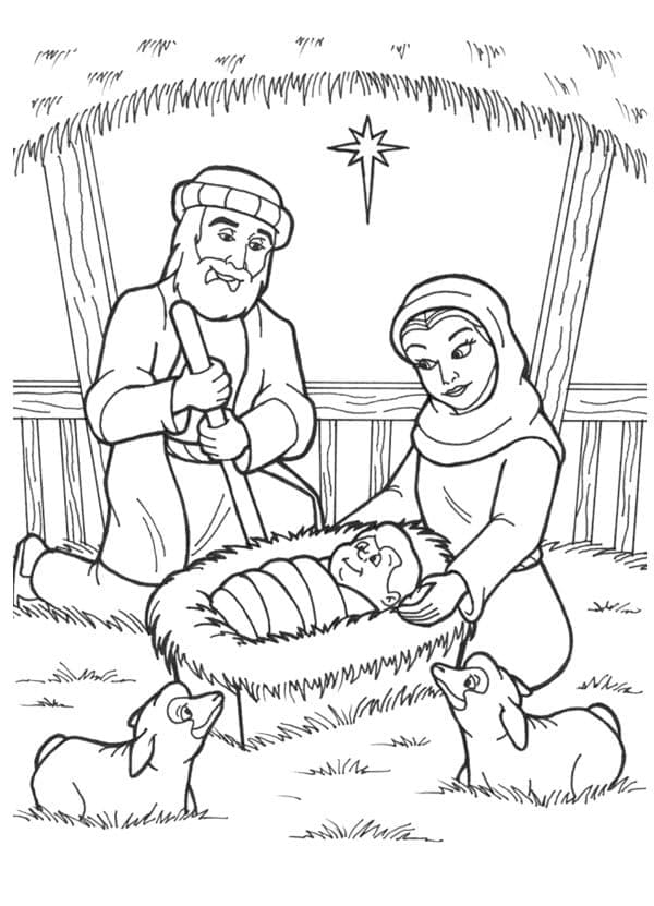 Coloriage Dessin de la Crèche Gratuit