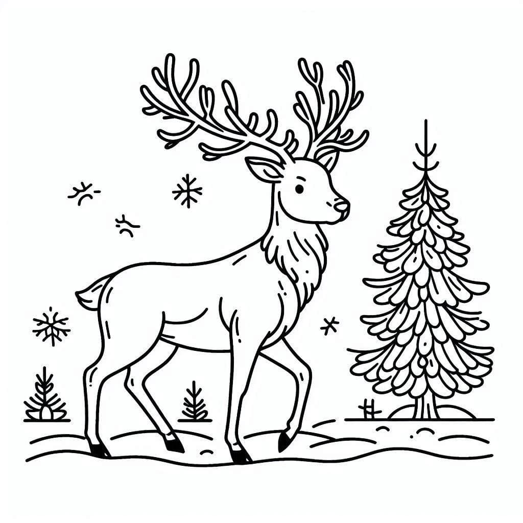 Dessin de Renne de Noël coloring page