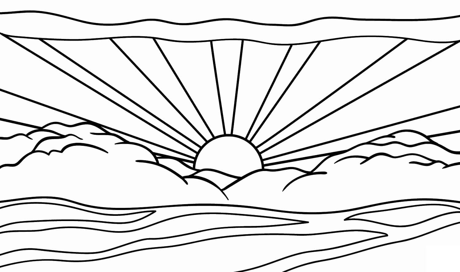 Coloriage Dessin du coucher de soleil gratuit