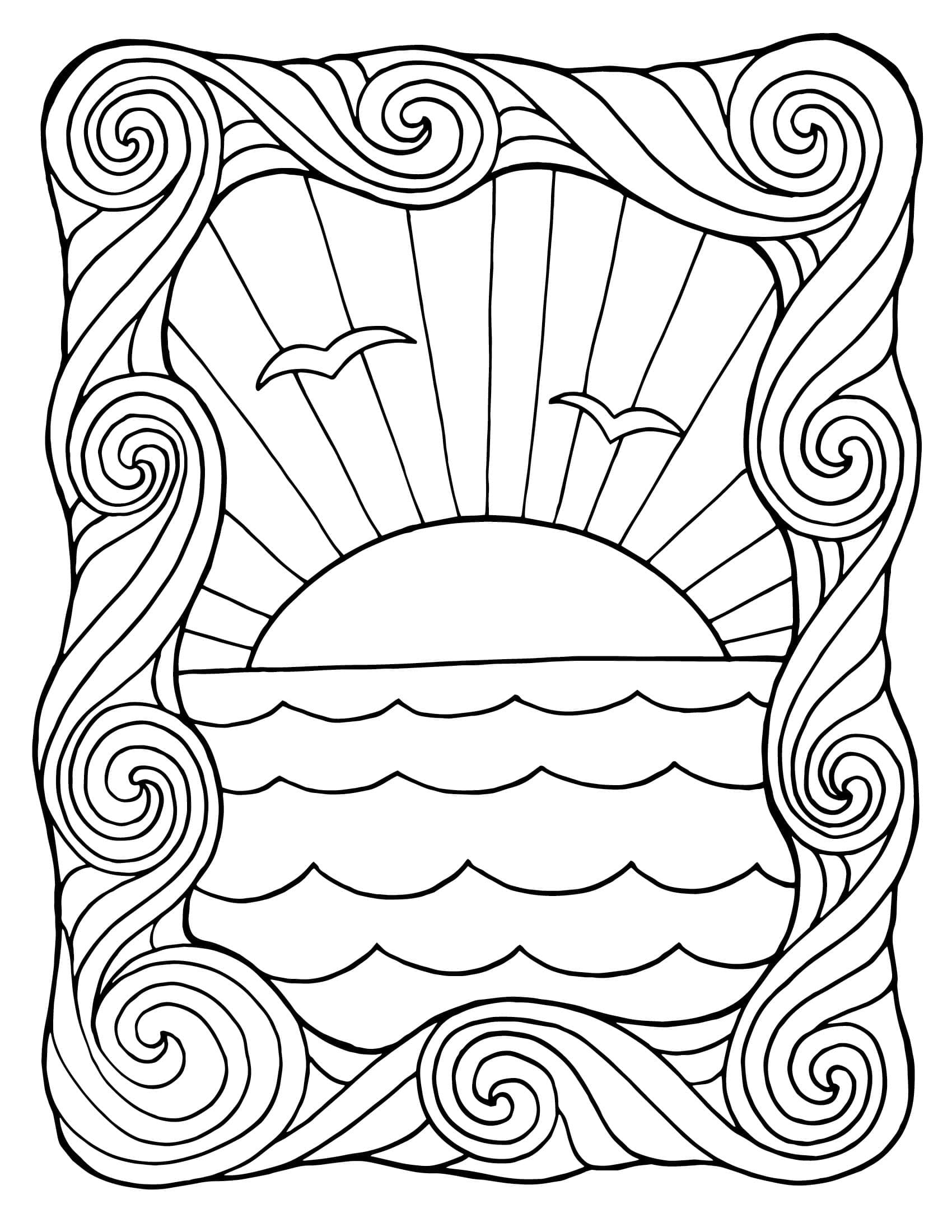 Coloriage Dessin du coucher de soleil