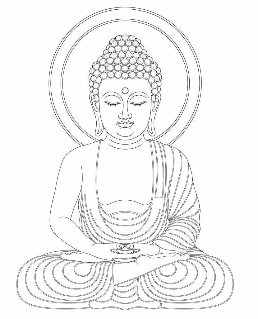 Coloriage Dessin Gratuit de Bouddha