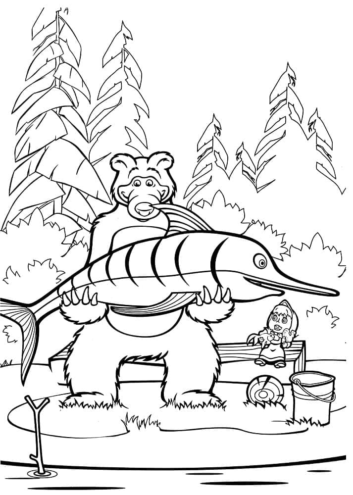 Dessin Gratuit de Masha Et Michka coloring page