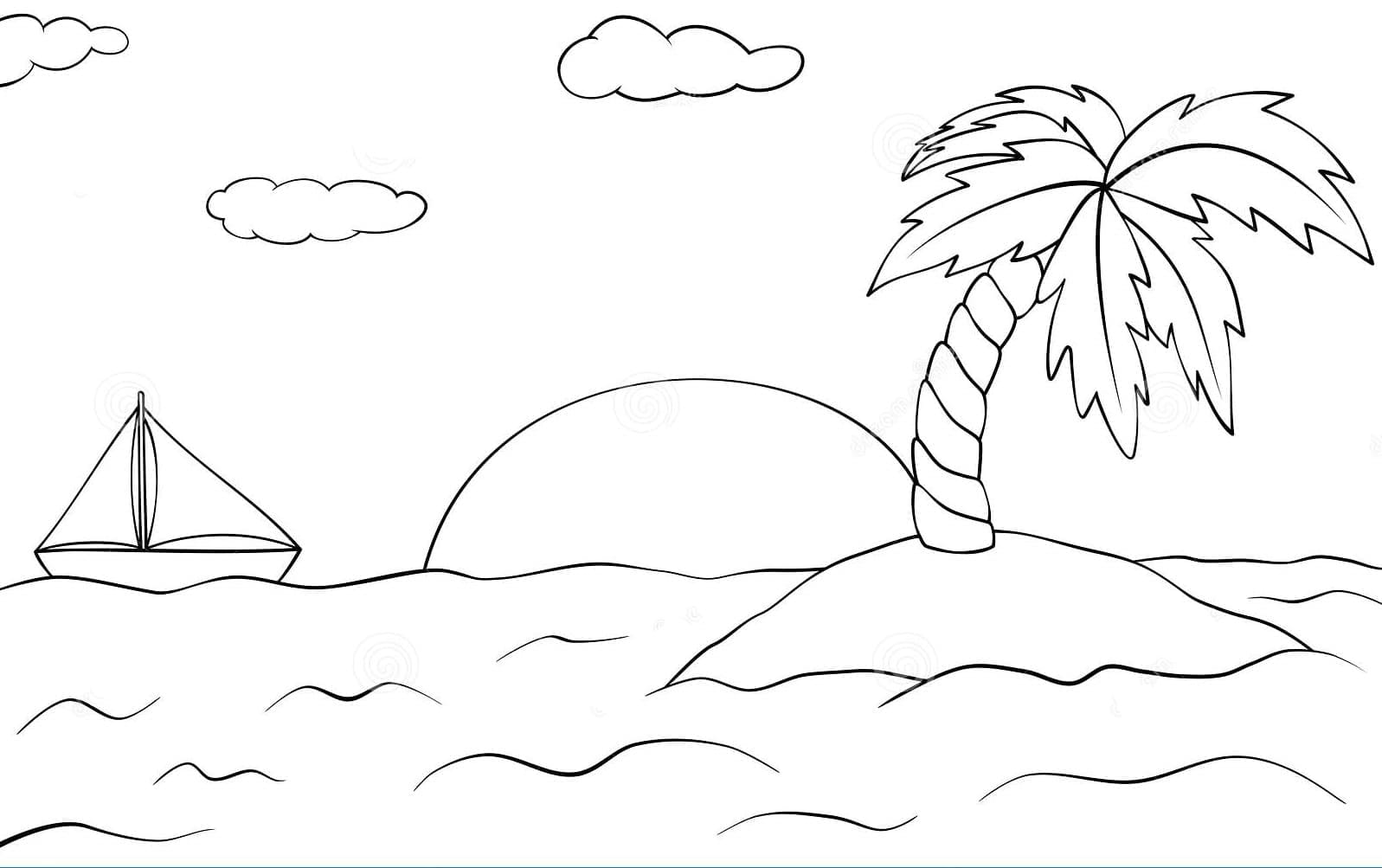 Coloriage Dessin gratuit du coucher de soleil