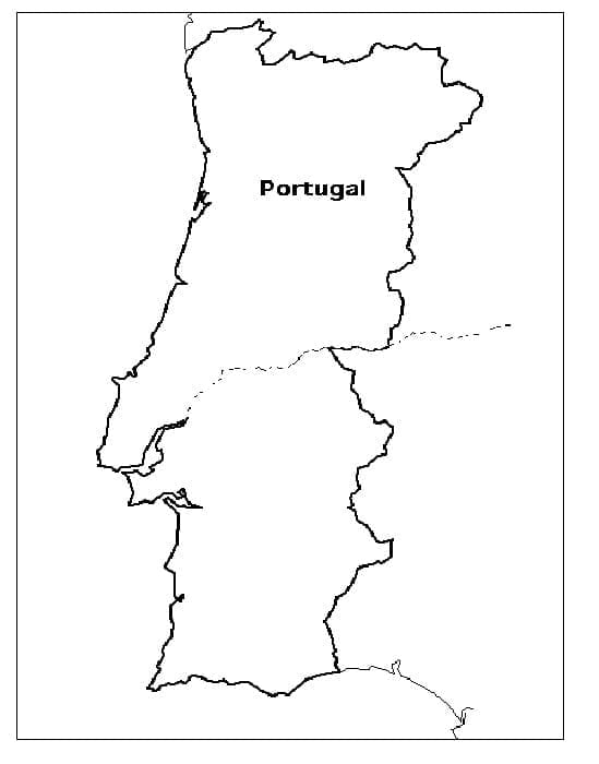 Coloriage Image de la Carte du Portugal