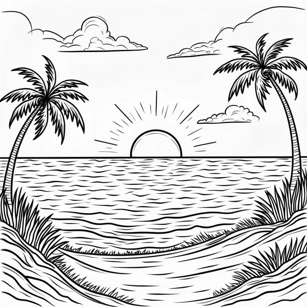 Image du coucher de soleil coloring page