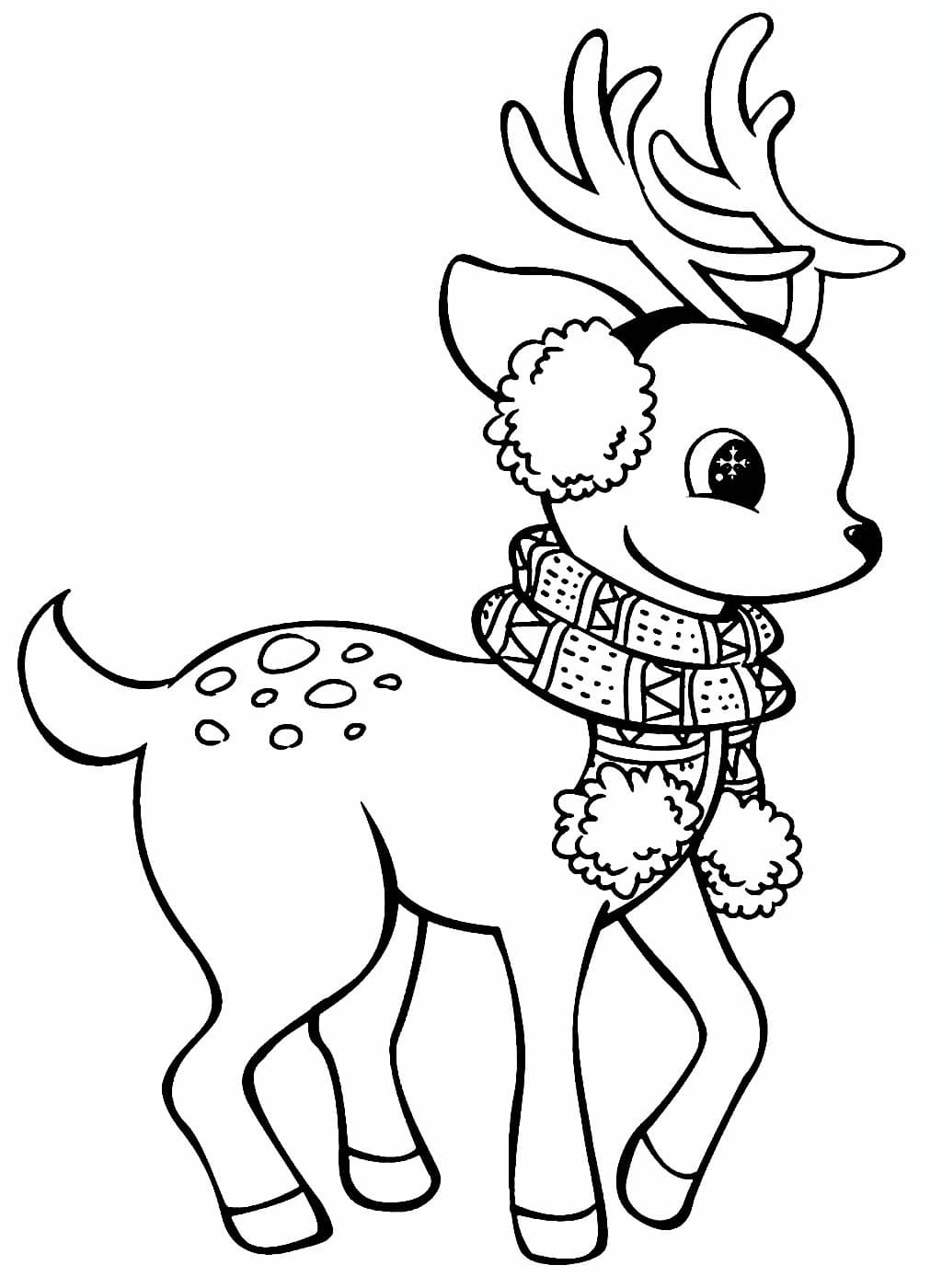 Joli Renne de Noël coloring page