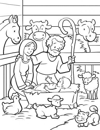 Coloriage La Crèche de Noël