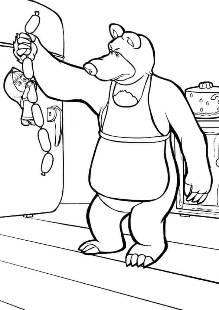 L’ourse de Masha Et Michka coloring page