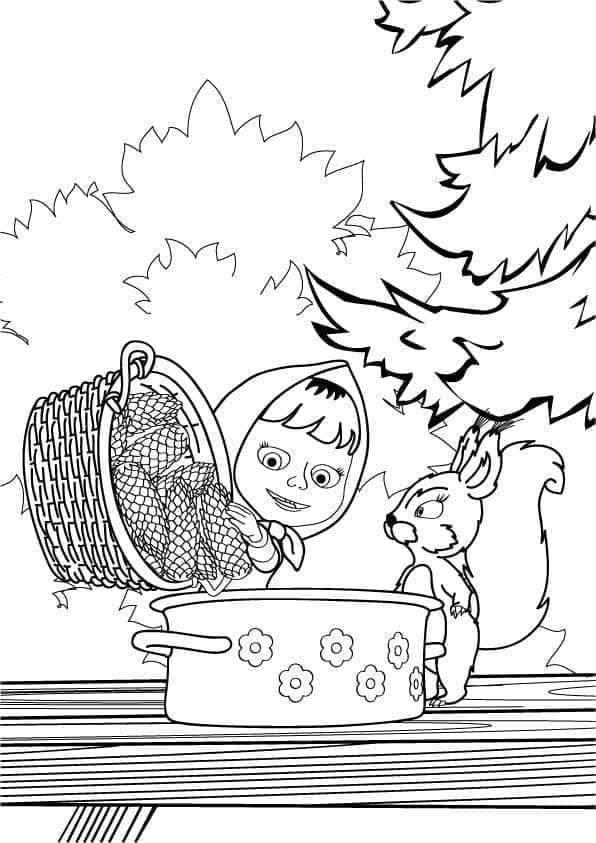 Masha et Écureuil coloring page