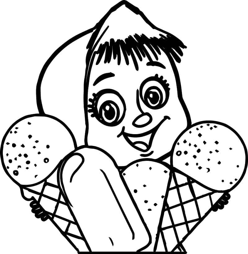 Masha et Glace coloring page