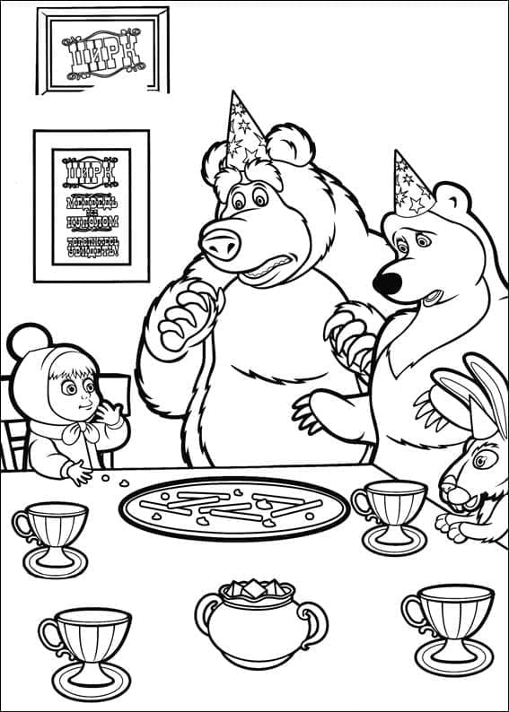 Masha Et Michka 11 coloring page