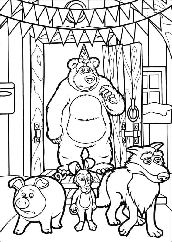 Masha Et Michka 3 coloring page